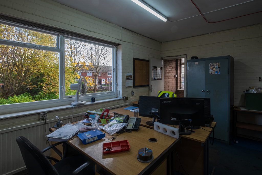 An office with two desks.